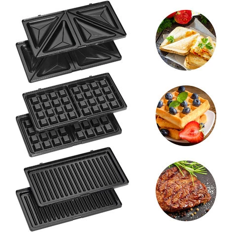 Clatronic ST 3670 Sandwichera 3 En 1, Gofrera, Panini Grill-Plancha, Bandejas Intercambiables, Antiadherente 800W Negro/Plata - Imagen 4