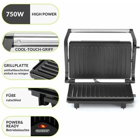 Parrilla Eléctrica Multifunción Grill Para Asar Carne Paninis Bocadillos Sandwichera Barbacoa De Mesa 750V - Imagen 3