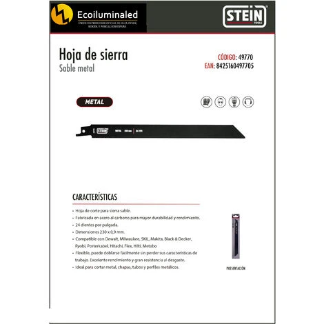 Alfa Hoja Sierra Sable Metal 230mm - Imagen 2