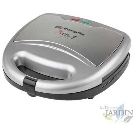 Sandwichera Orbegozo Multifunción 3 En 1 Placas Intercambiables. SANDWICH / GRILL / GOFRE. Potencia 800 W.