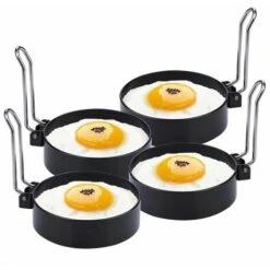 Betterlife - 4 Anillos Para Huevos, Anillos Para Huevos, Molde Redondo Antiadherente Para Huevos De Metal, Anillos Para Freír Huevos, Sartén Para Huevos Fritos, Molde Para Huevos/panqueques/bistec
