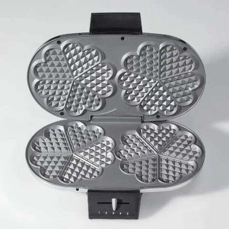 Cloer 1329 Gofrera Doble Para 2 Gofres De Corazón, 1200 Vatios, Tamaño De Gofre 15.5 Cm, Señal Lámparas Piloto, Caja De Acero Inoxidable Mate - Imagen 4