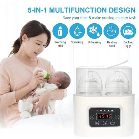 Calentador De Biberones 5 En 1 Calentador De Alimentos Digital Para Bebés Con Temporizador Esterilizador De Vapor Con Pantalla Digital Para Descongelación De Biberones Dobles - Imagen 2