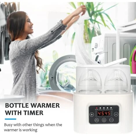 Calentador De Biberones 5 En 1 Calentador De Alimentos Digital Para Bebés Con Temporizador Esterilizador De Vapor Con Pantalla Digital Para Descongelación De Biberones Dobles - Imagen 4