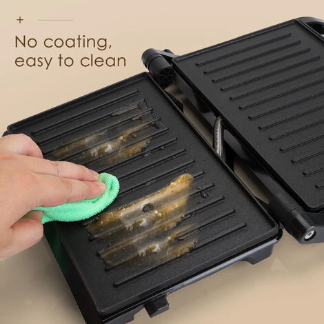 Aigostar York 30RUM - Parrilla Eléctrica, 800W, Apertura 180º, Placas Antiadherentes 23 X 14,3 Cm, Dos Superficies De Cocinado, Panini Press Libre De BPA, Asa De Toque Frío. - Imagen 3