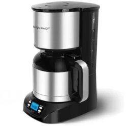 Aigostar Bonnie - Cafetera De Goteo Con Filtro Extraíble De Acero Inoxidable. 800W, Pantalla LCD, Programable 24h, 1,2 Litros Capacidad, 10 Tazas. Función Pausar & Servir. Libre De BPA.