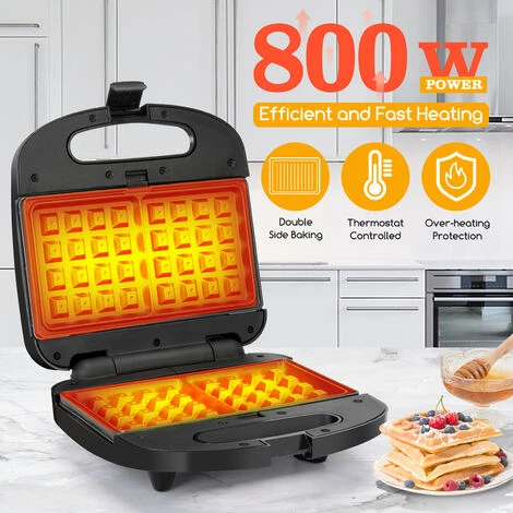 Aigostar Wafer - Sandwichera 3 En 1, 800W, Placas Intercambiables Antiadherentes. Gofrera De Llenado Profundo, Grill Y Sandwichera. Almacenamiento Vertical, Indicador Luminoso. Libre De BPA - Imagen 2