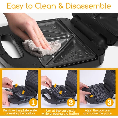 Aigostar Wafer - Sandwichera 3 En 1, 800W, Placas Intercambiables Antiadherentes. Gofrera De Llenado Profundo, Grill Y Sandwichera. Almacenamiento Vertical, Indicador Luminoso. Libre De BPA - Imagen 4