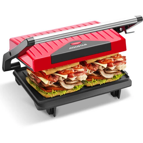 Aigostar Warme – Parrilla Eléctrica, Sandwichera Y Máquina De Panini, Tostadora Con Revestimiento Antiadherente, 750W, Fácil De Usar, Asa De Toque Frío. Libre De BPA, Diseño Exclusivo