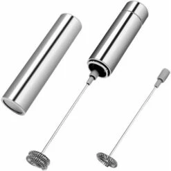 Espumador Eléctrico Portátil De Acero Inoxidable, Espumador De Leche En Crema Con Doble Cabezal, Cabezal Batidor Para Café Capuchino, Café Con Leche