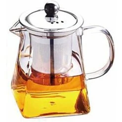 Tetera De Vidrio, Tetera Cuadrada De Vidrio Transparente De 350 Ml, Resistente A Altas Temperaturas, Hoja De Té, Maceta Suelta Con Colador Y Tapa