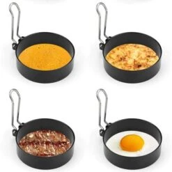 Anillo De Huevo De Acero Inoxidable De 4 Piezas, Molde De Huevo Frito, Huevo Escalfado Redondo, Para Huevos Fritos, Rollos De Huevo, Bistecs, Panqueques Forma De Panqueque De Huevo Frito
