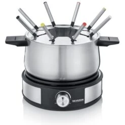 Combinación Fondue-Crepera Severin FO 2471 Negro - Inox 1500 W
