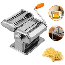 Hengda Máquina Para Hacer Pasta Manual Máquina De Pastas Acero Inoxidable Con Manivela Y Rodillos, Máquina Multifuncional Con 7 Cortes Ajustes Para Pasta