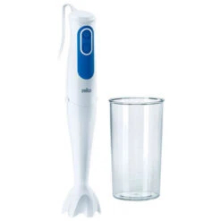 Braun Batidora De Brazo Minipimer MQ3000WH Smoothie. Antisalpicaduras. Sistema Easy Click. 700 W. 600 Ml. Color Blanco Y Azul