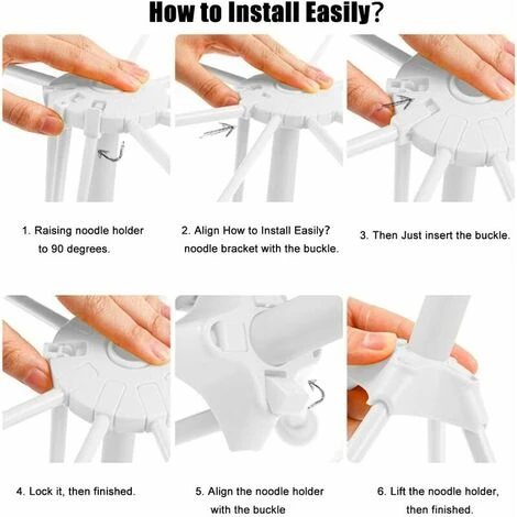 Estante Plegable Para Secar Pasta Fresca Estante Para Secar Pasta Fresca 10 Barras Portátil, Fácil De Almacenar, Rápido De Configurar (blanco)... - Imagen 3
