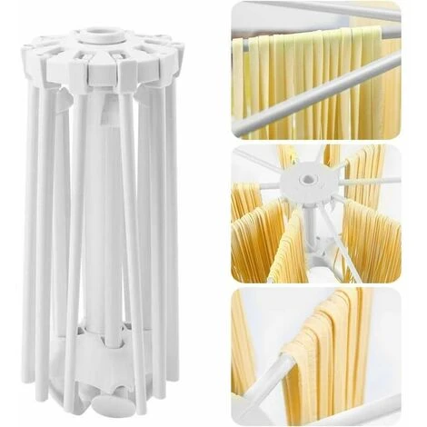Estante Plegable Para Secar Pasta Fresca Estante Para Secar Pasta Fresca 10 Barras Portátil, Fácil De Almacenar, Rápido De Configurar (blanco)... - Imagen 5