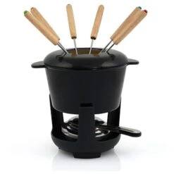 BBQ-Toro Set De Fondue De Hierro Fundido De 13 Piezas Para 6 Personas 1 L Negro Esmaltado