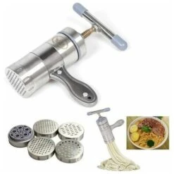 Máquina De Fideos De Acero Inoxidable De 1 Pieza, 5 Moldes, Máquina De Prensado De Fideos, Máquina Manual Creativa De Cocina Para El Hogar, Máquina De Fideos-