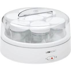 Clatronic JM 3344 Yogurtera, Preparación De 1,1L, 7 Tarros Con Tapón(160 Ml), Tapa Transparente, Indicador 15W Blanco