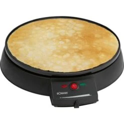 Bomann CM 2221 Crepera, Máquina De Hacer Crepes, Tortitas, Antiadherente, Regulador Temperatura, Plato 29 Cm 900W Negro