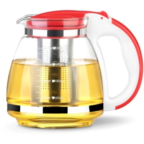 Juego De Té Chino De Tetera De Vidrio Resistente Al Calor De 1500 Ml Con Filtro De Infusor De Té Hervidor De Té De Flores Cafetera De Vidrio Tetera De Oficina (negro Y Transparente) - Imagen 2